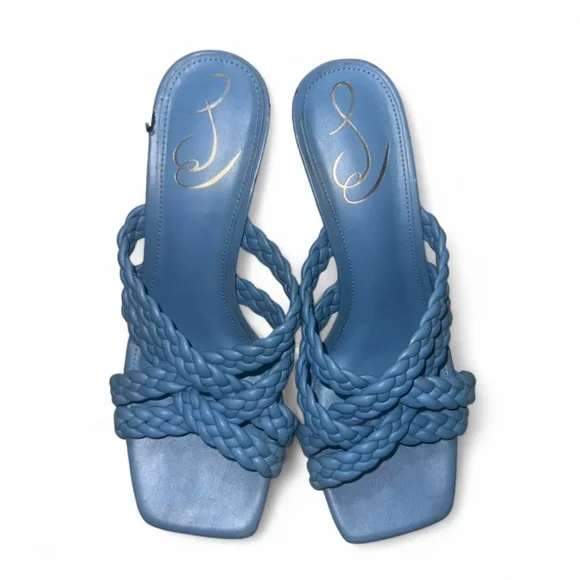 Sam Edelman Marjorie Blue Braided Strappy Heels Women’s 7.5 Square Toe - Picture 2 of 9